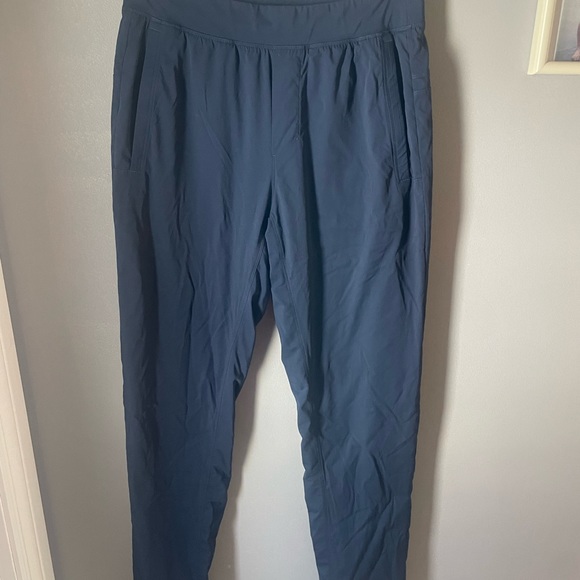 Lululemon M blue lined jogger pants sweatpants zippered pockets EUC - Picture 1 of 12